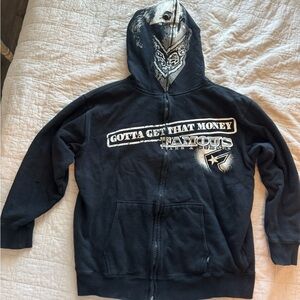 Vintage 2000s Stars and Stripes hoodie with zip up hood size L